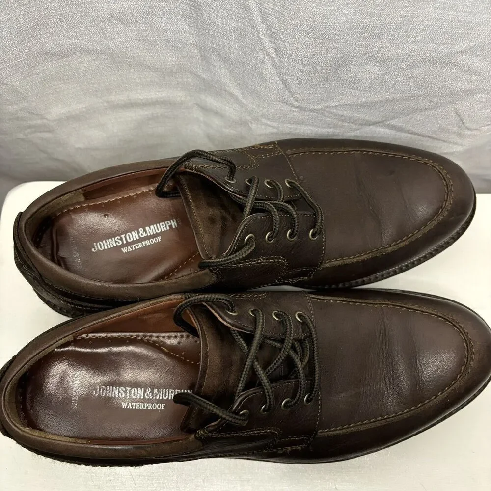 Johnston and Murphy Men's‎ 12M Brown Leather Shoes Waterproof Sheepskin